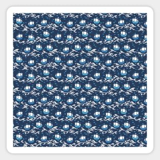 Blue Ship Voyage in the Sea Pattern II Magnet